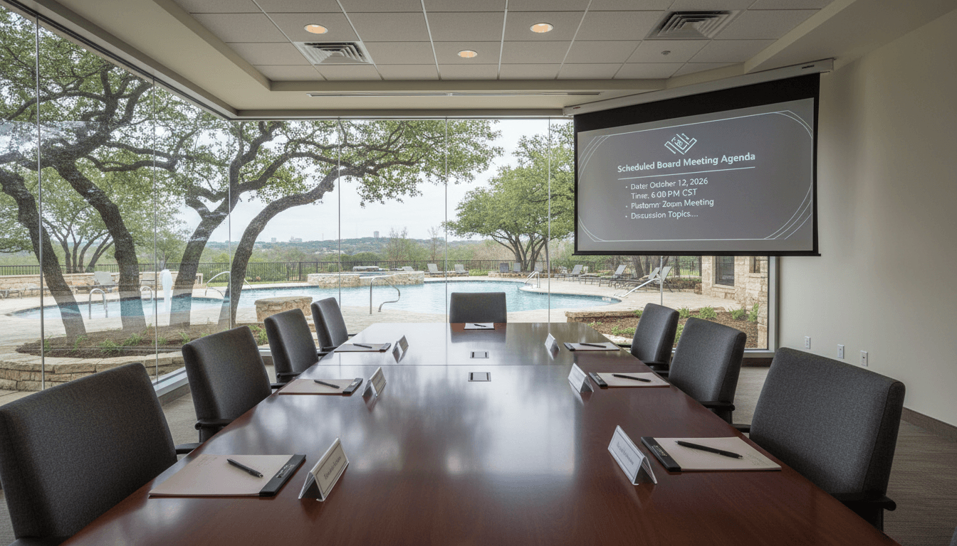 Notice of Upcoming Scheduled Board Meeting